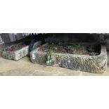 Two stone granite troughs, largest 86 x 50cm