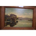 Heinrich Hoffmans (1814-1896), oil on canvas board, Swiss lake scene, signed and dated '41, 22 x