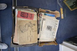 Two boxes of ephemera and old newspapers and magazines