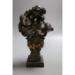 A late 19th century French bronze double bust of lovers, height 20cm