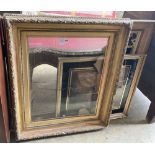 A Victorian gilt gesso picture frame, 89 x 104cm, one other and a print