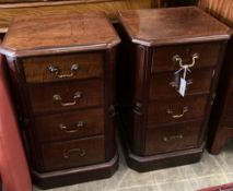 A pair of George IV style mahogany four drawer bedside chests, width 42cm, depth 36cm, height 72cm
