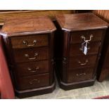 A pair of George IV style mahogany four drawer bedside chests, width 42cm, depth 36cm, height 72cm