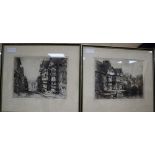 Albany E Howarth (1872-1936), two etchings, Views of 17th century houses, Chiddingstone, Kent and
