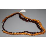 Two faux amber bead necklaces.