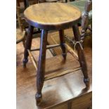 A 19th century Victorian beech and elm stool, height 52cm