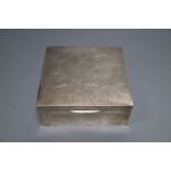 A Chinese Export white metal mounted cigarette box, by Wai Kee, Hong Kong, engraved with bamboo,