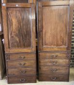 A pair of George IV mahogany cabinet doors, each door width 58 x 155cm