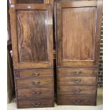 A pair of George IV mahogany cabinet doors, each door width 58 x 155cm