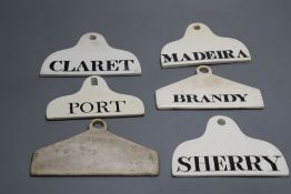 Six 19th century Creamware bin labels