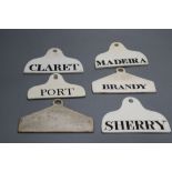 Six 19th century Creamware bin labels