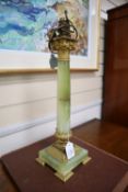 An ormolu and onyx corinthian column lamp