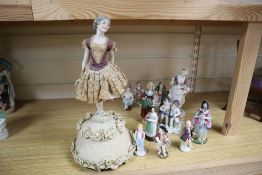 A Continental jointed porcelain figure of a ballerina on stand, a late Meissen figure of a dancer