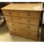A Victorian pine five drawer chest, width 104cm, depth 53cm, height 103cm