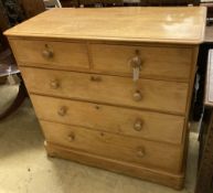 A Victorian pine five drawer chest, width 104cm, depth 53cm, height 103cm