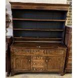 A George III oak dresser, width 155cm, depth 46cm, height 205cm