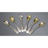 A set of six 19th century Chinese Export white metal mustard spoons, by Khecheong, Canton, 1840-