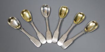 A set of six 19th century Chinese Export white metal mustard spoons, by Khecheong, Canton, 1840-