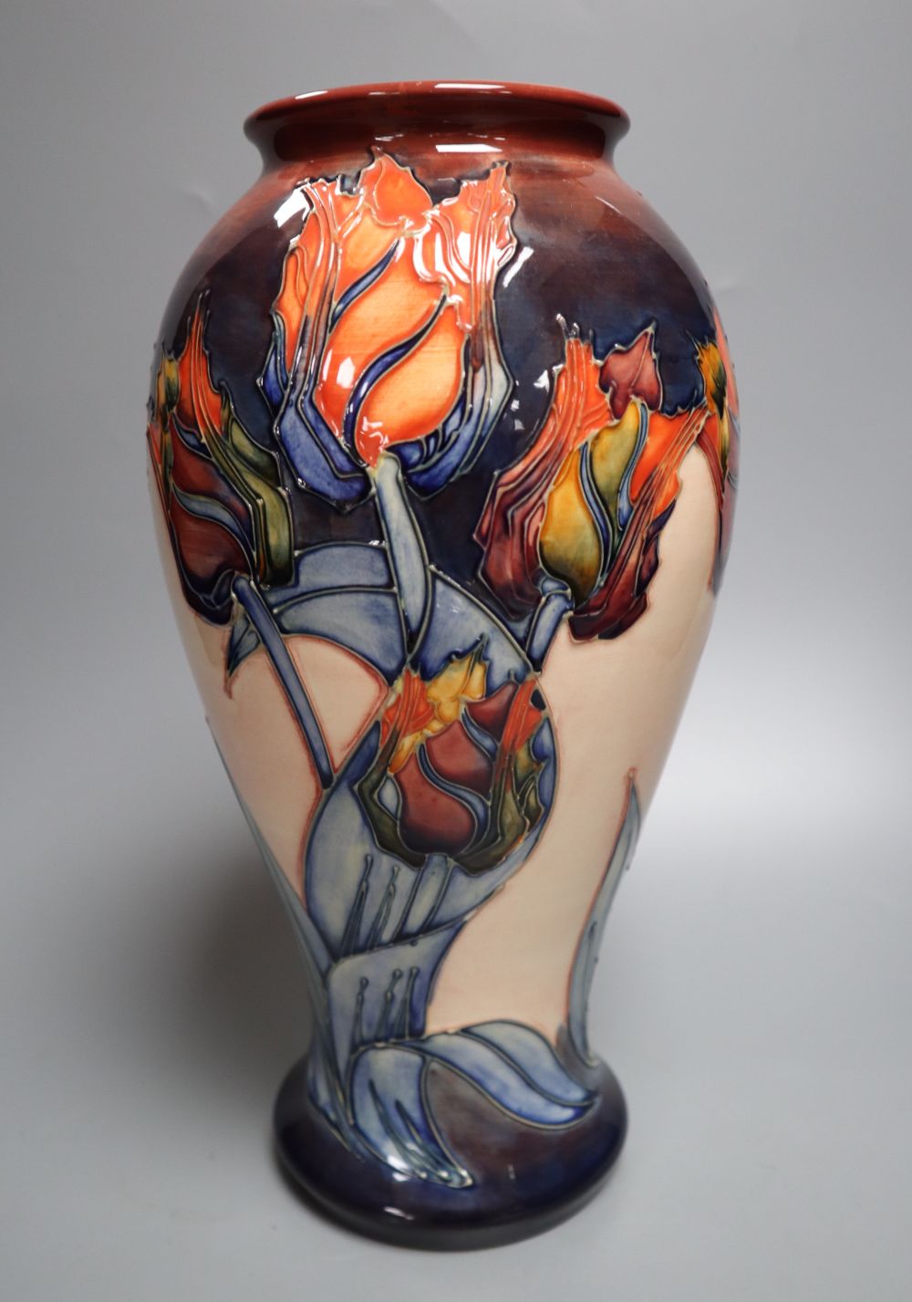 A large Moorcroft floral baluster vase, height 31cm - Image 2 of 5