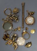 Mixed jewellery etc. including 14k fob watch etc.