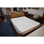 A French Empire style mahogany sleigh bed frame with 'So to bed' Thornton mattress, width 5ft. 6in.