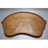 A Mouseman oak tray, carved with two mice, 47cm wide