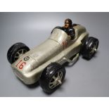A composition model of a 1930's Mercedes Grand Prix racer, length 38cm