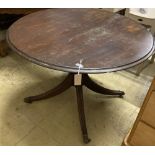 A Regency style circular mahogany breakfast table, 99cm diameter