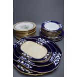 A part-set of eleven Royal Worcester bone china dessert plates, 23.5cm and a Copeland & Garrett bone