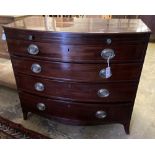 A Regency mahogany bowfront chest with brushing slide, width 100cm, depth 58cm, height 86cm
