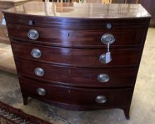 A Regency mahogany bowfront chest with brushing slide, width 100cm, depth 58cm, height 86cm