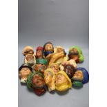 Fourteen Bossons painted plaster portrait wall plaques