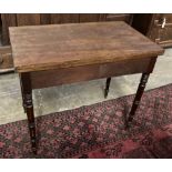 A Regency mahogany rectangular folding tea table, width 84cm depth 50cm height 73cm