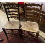 A pair of Lancashire rush seat ladderback chairs