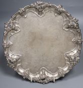 A Victorian silver salver (holes to the border), Robinson, Edkins & Aston, Birmingham, 1846, 25.8cm,