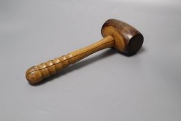 A walnut gavel, c.1840, length 23cm