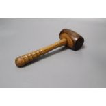 A walnut gavel, c.1840, length 23cm