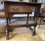 An 18th century and later oak side table, width 66cm, depth 47cm, height 71cm