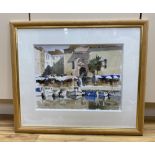 John Yardley (1933-), watercolour, Mediterranean harbour scene, signed, 30 x 40cm