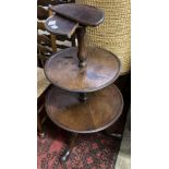 A George III mahogany three tier dumb waiter, height 102cm