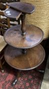 A George III mahogany three tier dumb waiter, height 102cm