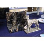 An Elkington & Co plated model of a Great Dane, and a pair of Art Deco bronze and marble 'owl'