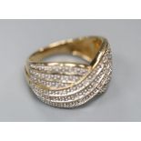 A 9ct gold and diamond illusion-set dress ring, size L/M, gross 6.5 grams.