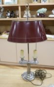 A French "Lamp Bouillotte" with toleware shade, height 62cm