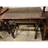 A late 17th century oak side table, fitted with a single drawer, width 88cm, depth 55cm, height