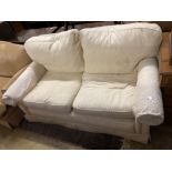 A contemporary cream brocade upholstered two seater settee, width 170cm depth 92cm height 86cm
