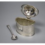 A George III engraved silver oval mustard by Robert Hennell I, London, 1786, 73mm, with later