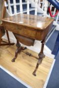 A Victorian burr walnut work table, width 51cm, depth 37cm, height 74cm