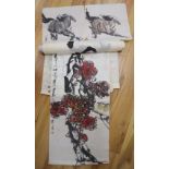 A group of Chinese paintings on paper and Korean oils on unstretchered canvas