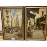 Piami, pair of oils, Neapolitan street scenes, signed, 45 x 27cm
